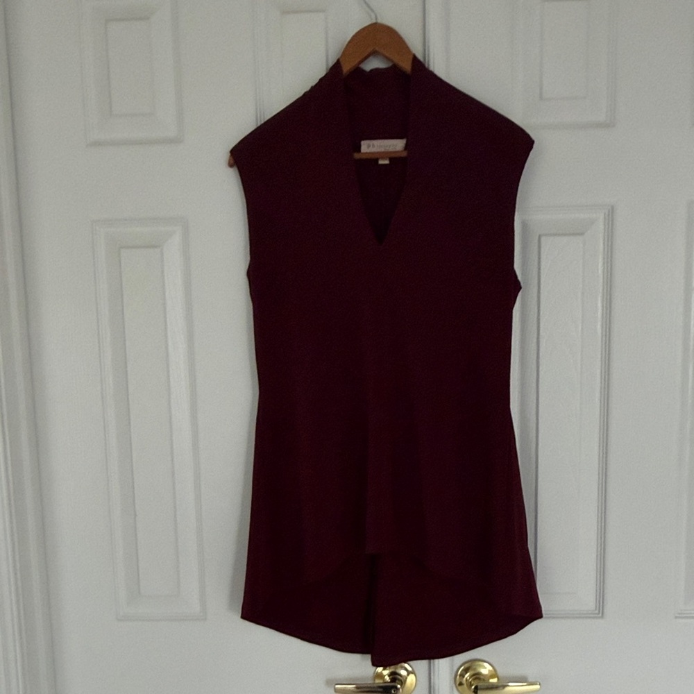 Philosophy V-Neck Tunic Top in Deep Burgundy